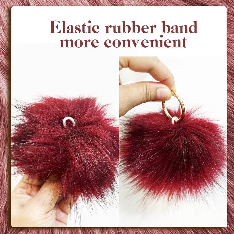 Allruyee 32 Pieces Pom Pom Faux Fur Pom Pom for Hats, Keychains, Scarves, Gloves & Bags Accessories with Elastic Loop, 16 Colours - Image 3